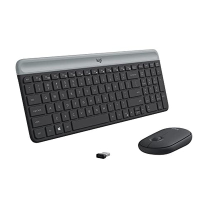 Logitech MK470 Slim Wireless Keyboard and Mouse Combo - Modern Compact Layout, Ultra Quiet, 2.4 GHz USB Receiver, Plug n' Play Connectivity, Compatible with Windows - Graphite - color: Graphite