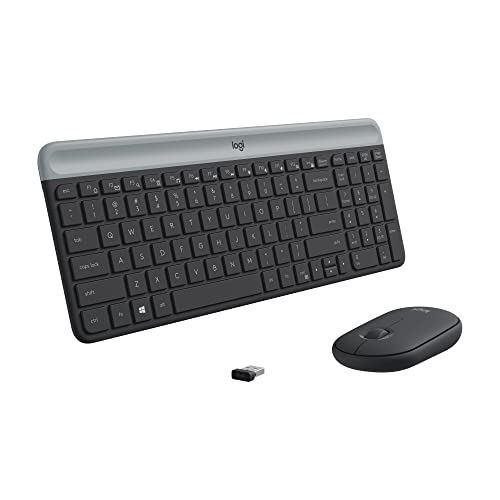 Logitech MK470 Slim Wireless Keyboard and Mouse Combo - Modern Compact Layout, Ultra Quiet, 2.4 GHz USB Receiver, Plug n' Play Connectivity, Compatible with Windows - Graphite - color: Graphite
