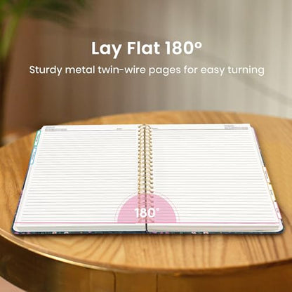 Large Spiral Lined Notebook for Work with Dividers & Tabs, 8.5"x11" Hardcover 5 Subject Notebook, College Ruled, 280 Pages, Twilight Bloom - color: A - Twilight Bloom