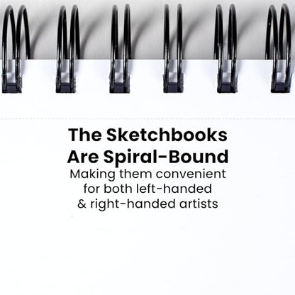 ARTISTIK Spiral Sketch Pad – 100-Sheet Perforated Sketchbook for Pencil, Pastel & Crayon – 100 g/m²(68lb) Mixed Media Sketching & Writing Pad – 9" x 12", Pack of 2 - size: Sketch Pad 9 x 12"