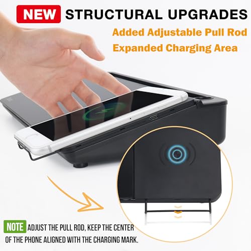 SELEAD Desktop Glass Whiteboard with Wireless Charger Station, Dry Erase Board Computer Pad Keyboard Stand with Organizer Drawer for Home, School, Office Desk Accessories, Black - color: Black Charger