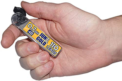 June Gold 0.7 mm, 440 Lead Refills, 4B, 4 Dispensers/w 110 Pieces Each | Medium Thickness, Break Resistant Graphite, Elegant Dispensing Mechanism - color: 4b Graphite, style: 0.7 mm