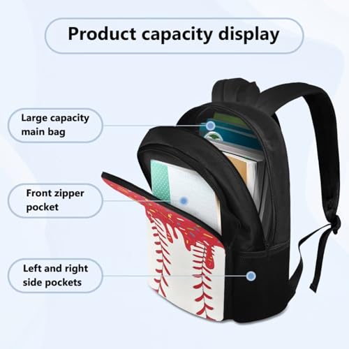 Red Ice Cream Backpack Baseball 4 Piece Drip School Backpack Insulated Light Lunch Bag and Pencil Pouch with Elastic Side Water Bottle Pocket Young Kids Casual Daily Gifts - color: Red