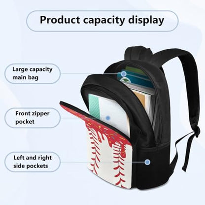 Red Ice Cream Backpack Baseball 4 Piece Drip School Backpack Insulated Light Lunch Bag and Pencil Pouch with Elastic Side Water Bottle Pocket Young Kids Casual Daily Gifts - color: Red
