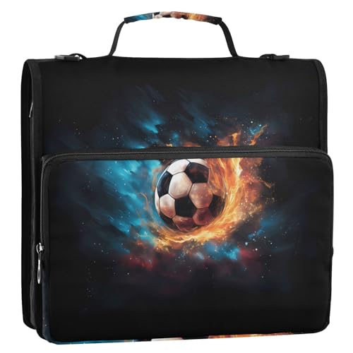 3 Ring Zipper Binder with Shoulder Strap Black Skulls Cats Gothic Style Binder Bag - color: Multicolored 07