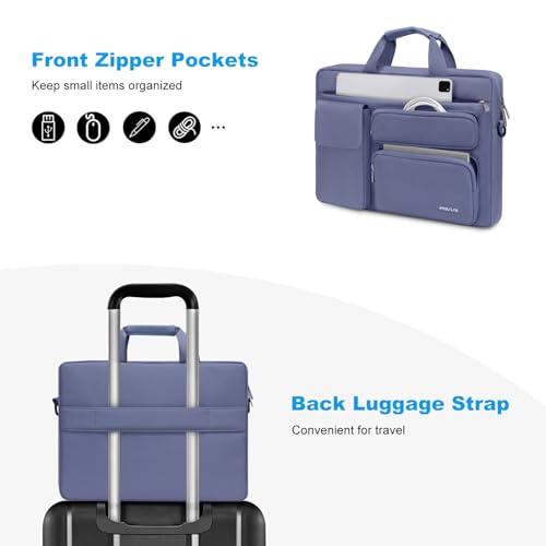 MOSISO Laptop Shoulder Bag 15.6 inch, 15-15.6 inch Computer Bag | Compatible with MacBook Pro 16 inch, HP, Dell, Lenovo with 2 Raised&1 Flapover&1 Horizontal Pocket&Handle&Belt, Lavender Gray - color: Lavender Gray, size: 16 inch