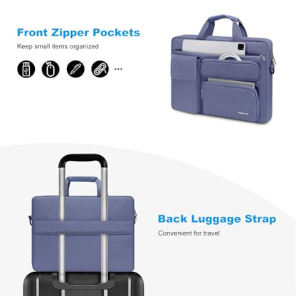 MOSISO Laptop Shoulder Bag 15.6 inch, 15-15.6 inch Computer Bag | Compatible with MacBook Pro 16 inch, HP, Dell, Lenovo with 2 Raised&1 Flapover&1 Horizontal Pocket&Handle&Belt, Lavender Gray - color: Lavender Gray, size: 16 inch