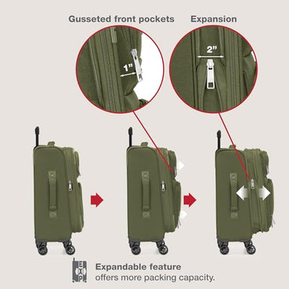 U.S. Traveler Rio Lightweight Softside Rolling Carry-on Suitcase, 4-Wheel Single, Green - color: Green, size: 22"