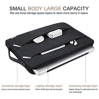 Voova 15.6 16 Inch Laptop Sleeve Case Compatible with MacBook Pro 16 M1/M2/M3/M4 Max 2019-2025, 15.6-16” Hp Lenovo Acer Asus, Waterproof Slim Computer Bag Cover with Handle, Black - color: Black, size: 15.6-16 Inch