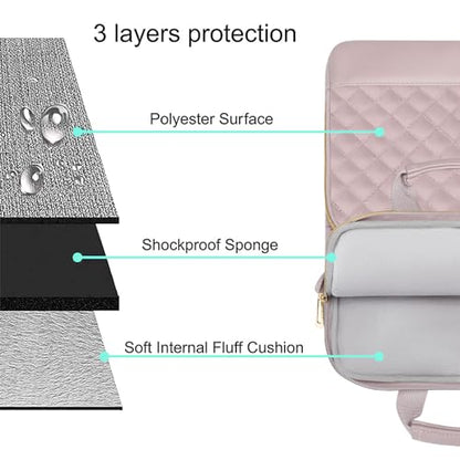 MOSISO 12.9 inch Tablet Sleeve Bag for iPad Pro 13 M4&iPad Air 13 M3 M2,iPad Pro 12.9 M2 M1 6/5,Surface Laptop Go 12.4,Galaxy Tab S8+/S9+ 12.4,Square Quilted Carrying Case with 2 Pockets, Pink - color: Pink, size: 12.9 inch