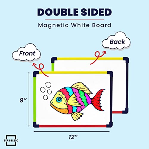 Small White Board Dry Erase Board for Kids Portable 9"x12" Lapboard Travel Drawing Magnetic Mini Whiteboard for Students Teachers School Supplies Small Dry Erase Board for Kids 4 Markers Included - style: Set of 1 Board & 4 Markers