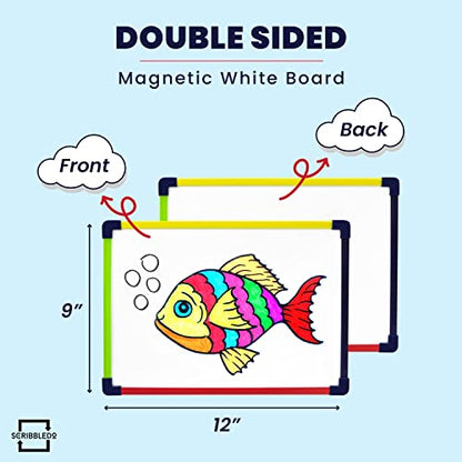 Small White Board Dry Erase Board for Kids Portable 9"x12" Lapboard Travel Drawing Magnetic Mini Whiteboard for Students Teachers School Supplies Small Dry Erase Board for Kids 4 Markers Included - style: Set of 1 Board & 4 Markers