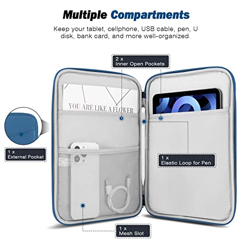 MoKo 9-11 Inch Tablet Sleeve Bag Carrying Case with Accessory Pocket | Fits iPad Air 11-inch M4, iPad Pro 11-inch M5, iPad A16 11-inch, iPad 10/9/8/7th and Tab S9/S8 11-inch, Peacock Blue - color: Peacock Blue, size: 9-11 Inch