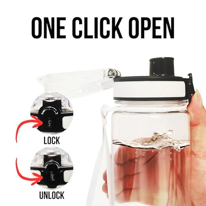 Clear Plastic Water Bottle | No Markings 32oz Chug Lid Sports Water Bottle | Leak Proof Re-Usable Flip Top Plastic Drinks Bottles for School, Office, Gym, Cycling, Exams (Clear-32oz) - color: Clear-32oz