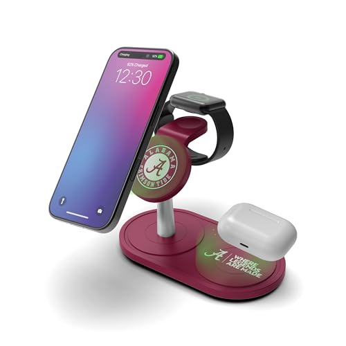 SOAR Collegiate 3-in-1 Wireless Charging Station - color: Alabama Crimson Tide