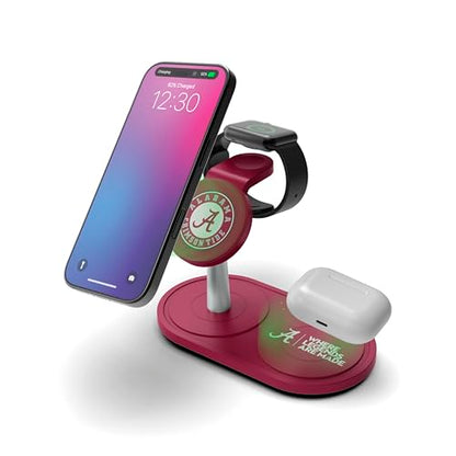 SOAR Collegiate 3-in-1 Wireless Charging Station - color: Alabama Crimson Tide
