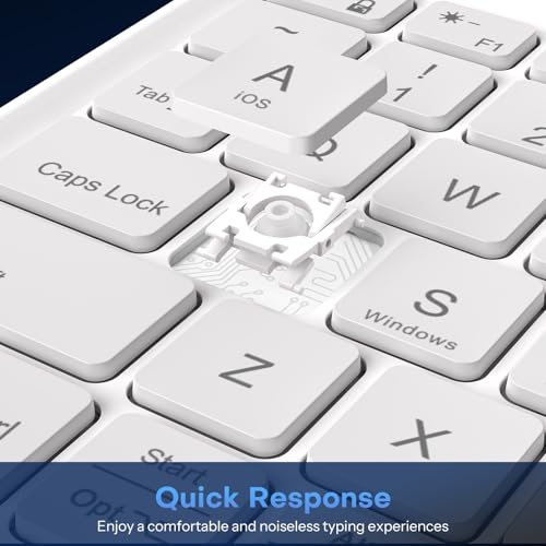 OMOTON Rechargeable Ultra-Slim Keyboard with Upgrade Oversize Keycaps, Adjustable Stand and Backlit, Wireless Bluetooth Keyboard for Samsung Tablet, iPad, Smartphone, Android, iOS, Windows, White - color: White