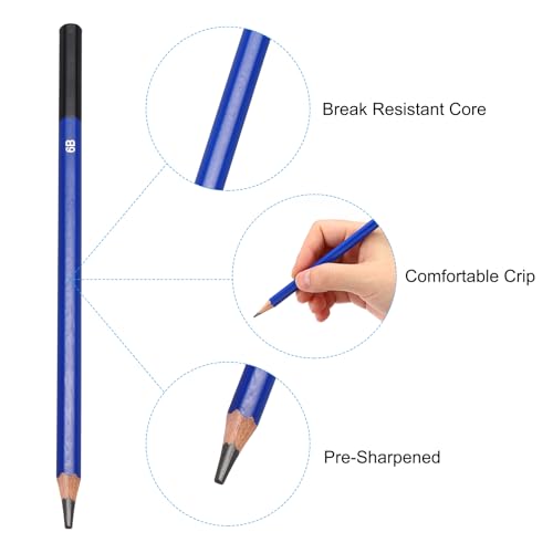 PATIKIL 6B Drawing Pencils for Sketching, 12PCS Sketch Pencils for Drawing Art Pencils Graphite Wood Pre-sharpened for Drawing Sketching Artists, 6B Pencils - size: 1 Count (Pack of 1), style: 6B