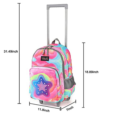 Tilami Rolling Backpack 18 inch Double Handle Wheeled Laptop Boys Girls Travel School Children Luggage Toddler Trip (Starlight) - color: Starlight Black