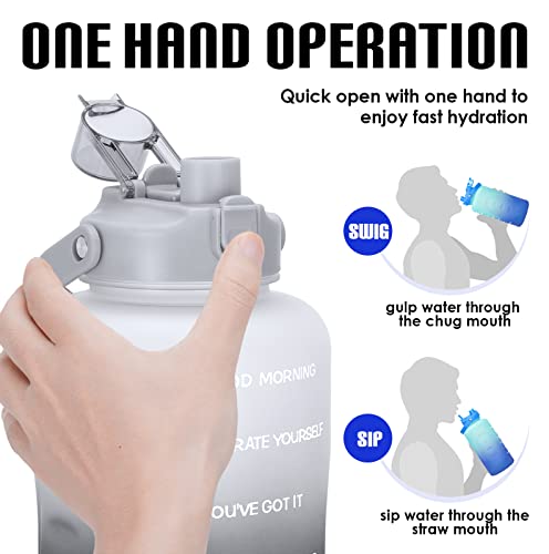 HydroPal 1 Gallon Water Bottles with Straw, 128 oz Water Bottle BPA Free Innovative 2-IN-1 Lid Gym Bottle with Times to Drink Motivational, Large for Sports Fitness Camping Water Jug （13.8X5.5 inch） - color: Moonlit Asteroid