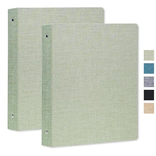 3 Ring Binder 1 Inch, Linen Binder for 8.5" x 11" Paper - Professional Planner with 2 Interior Pockets for School, Office, and Home Organization - color: Green, size: 2 Pack