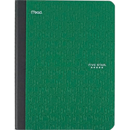 Five Star Composition Book + Study App, 4 Pack, College Ruled Paper, 7-1/2" x 9-3/4", 80 Sheets, Forest Green, Pacific Blue, Fire Red and Black (850065B-ECM) - size: 4 Pack, style: College Ruled