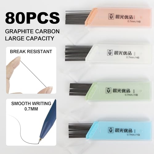 Buqoo Mechanical Pencil Set, 6PCS 0.7mm Cute Pastel Mechanical Pencils, 2Push-Pull Retractable Eraser with 80PCS HB 0.7 Lead Refill and Zipper Bag Pencil Kit for Art, Drawing Pencils for Sketching - color: Multicolor Pink