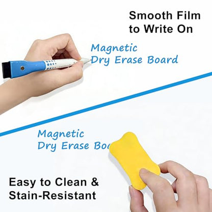 Magnetic Whiteboard for Fridge, 20" x 13" Dry Erase Board Set with Markers & Eraser, Strong Magnet & Stain-Resistant Surface, Fridge Calendar for Notes, Grocery List, Meal Planning & Family Schedule - size: 20"W x 13"H, style: 1 Pack