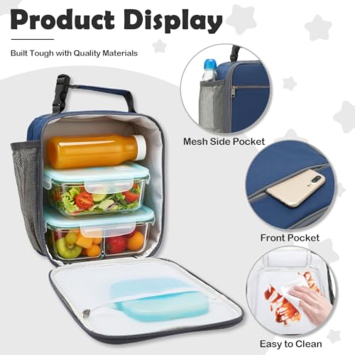 FlowFly Kids Lunch box Insulated Soft Bag Mini Cooler Back to School Thermal Meal Tote Kit for Girls, Boys, Cyan - color: Cyan