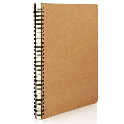 EUSOAR Kraft Hardcover Spiral Notebook, A5 1pack 5.5"X8.3" 160 Pages College Ruled Lined Travel Writing Notebooks Journal, Memo Notepad Sketchbook, Students Office Business Subject Diary Book Journal - color: Kraft, size: 1 Pack