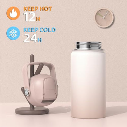 ACESAK Kids School Backpack for Girls, 4-In-1 Bookbag Backpack Set with 14OZ Insulated Kids Water Bottle (Beige Khaki) - color: Off-white-to-khaki Gradient