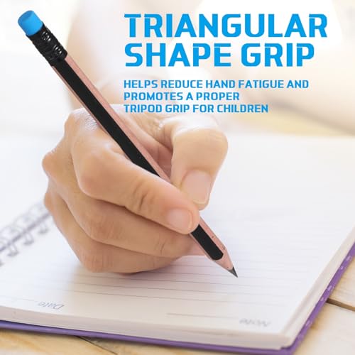 Seajan 96 Pcs 6b Jumbo Pencils, Big, Fat, Thick, Triangular Grip 7 Inch Large Pencils Refill with Eraser for Beginners Office Christmas Gifts(Black) - color: Black, style: 6B