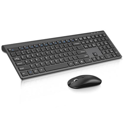 cimetech Wireless Keyboard and Mouse Combo, 2.4G USB Full Size Wireless Computer Keyboard and Adjustable Mouse for Computer/Laptop/PC/Mac/Windows - Black - color: Matte Black