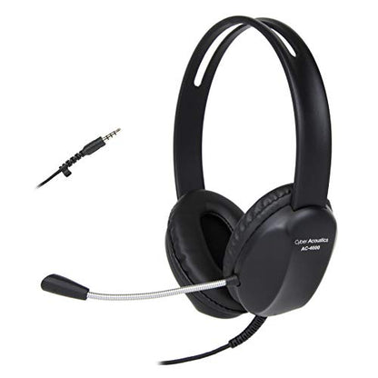 Cyber Acoustics Wired Headset with Microphone (AC-4000-80) – Noise Cancelling Headphones with Mic for PC, Tablets, Cell Phones, and Computers – Work Headset for Office, Class, or Home – 80 Pack - size: 80 Pack