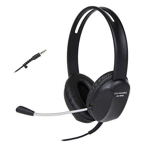 Cyber Acoustics Wired Headset with Microphone (AC-4000-80) – Noise Cancelling Headphones with Mic for PC, Tablets, Cell Phones, and Computers – Work Headset for Office, Class, or Home – 80 Pack - size: 80 Pack