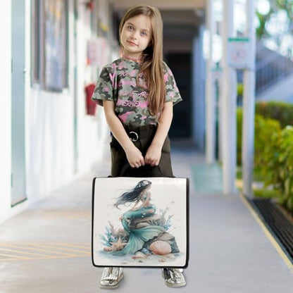 3 Ring Zipper Binder Mermaid Seashell Binders Bag with Shoulder Strap 500 Sheets Paper Organizer Trapper Keeper Documents Storage File Folder for School Office - color: A2848