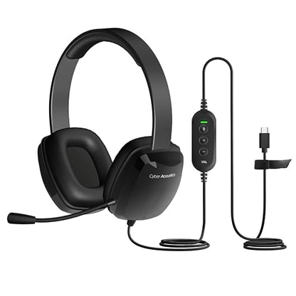Cyber Acoustics AC-6014 USB-C Stereo Headset with Microphone for PC – Wired USB-C Computer Headset, in-Line Volume and Mute Controls for Classroom, School, Office, or Home Use - size: 1-USBC