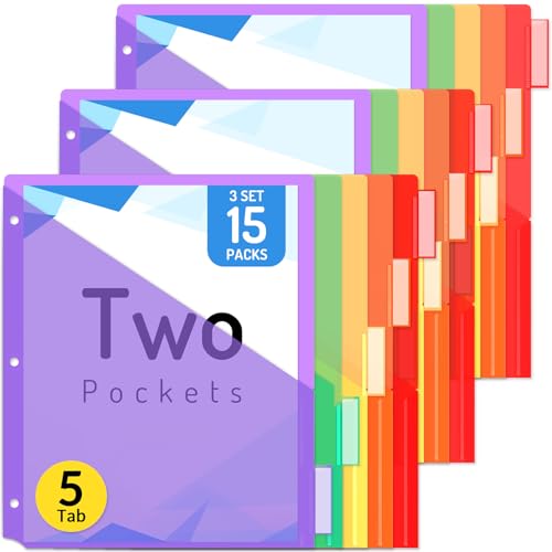 Forvencer 15 Count Dividers with Pockets, 5 Tab Dividers for 3 Ring Binder with Pockets, Subject Divider with Pocket, Premium Quality Notebook Divider with Pocket, Multicolor, 3 Sets - color: Purple, size: 3 Sets