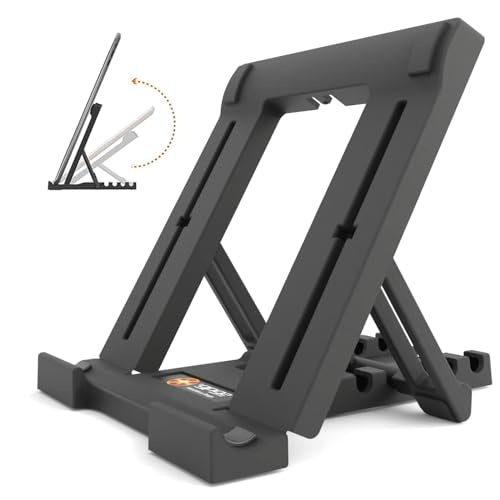 Tablet Stand for iPad, 5-Angle Foldable Holder for Desk, Bed & Couch, Non-Slip Base, Compatible with iPad, iPhone, Kindle, Samsung Galaxy & E-Readers, Portrait & Landscape
