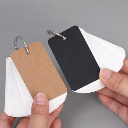 3pack Portable 100Sheets/book Memo Pad Blank Notepad Loose-Leaf Notebook with Binder Ring for Stationery Office Supply,4 * 7cm (Black and brown,2pcs) - color: Black and brown,2pcs