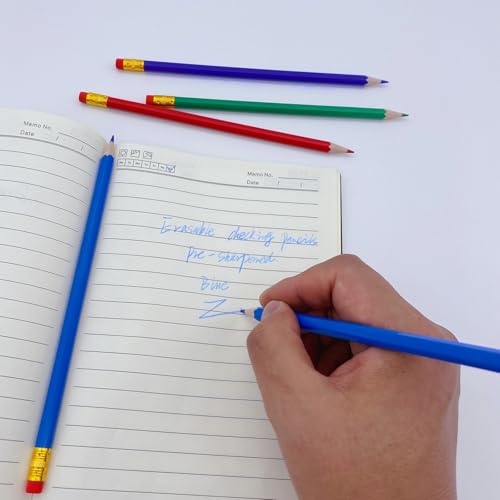 24 Pcs Erasable Checking Pencils, Pre-Sharpened, for Marking, Coloring, Tests, Grading, Office, (Blue) - color: Blue