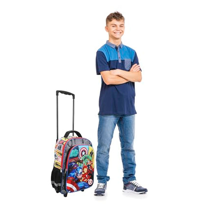 Bioworld Marvel Avengers 16" Rolling Travel Backpack - color: Avengers Character Roster Rolling