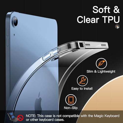 JETech Case for iPad (A16) 11th/10th Generation (2025/2022), Soft TPU Transparent Slim Shockproof Tablet Cover (Clear) - color: Clear, size: iPad (A16) 11 / 10 (2025/2022)