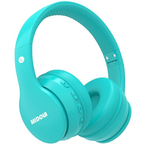 MIDOLA Kids Bluetooth Headphones 68H Play Time,Volume Limit 85/94dB, Foldable Lightweight Wireless Over-Ear Headphone for Kid Toddler Child Pad Tablet,Headsets with Built-in Mic Cyan - color: Turquoise