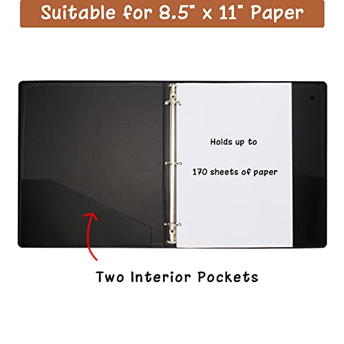 3 Ring Binder 1 Inch for 8.5" x 11" Paper, Planner Binder with Linen Hardcover and 2 Interior Pockets Paper for Organization of School, Business and Home