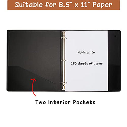 3 Ring Binder 1 Inch for 8.5" x 11" Paper, Planner Binder with Linen Hardcover and 2 Interior Pockets Paper for Organization of School, Business and Home