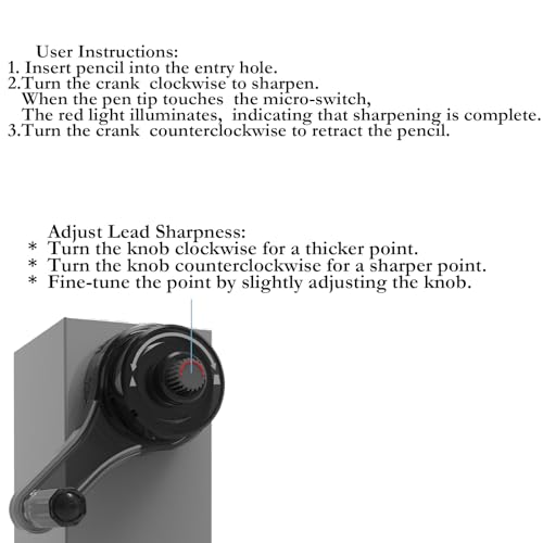 Premium Desktop Manual Pencil Sharpener, Desk Mount Design with Metal Clamp, Alloy Steel Hob，Hand Crank Operation, Silver and Gray