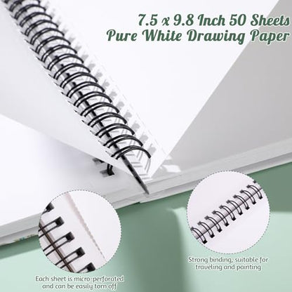 Marker Paper Pad 50 Sheets, 7.5 × 9.8 in, 120gsm Spiral Sketchbook | Bleed-Resistant Coated Paper, Acid-Free 73Lb, Smooth for Alcohol Markers, Pencils And Acrylic, Easy-Tear Spiral Pages - color: Ink Painting Style