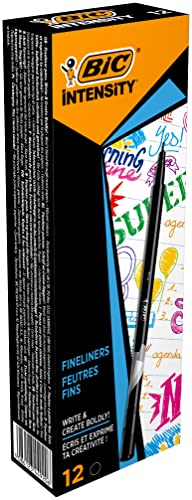 Bic Intensity 0.4 mm Fine Point Writing Felt Tip Pens (Pack of 12) 12 Black - color: Black