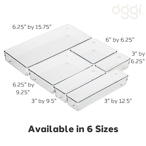Oggi Clear Drawer Organizer, 3" X 9" | Pack of 2 | For Kitchen | For Office | For Bathroom - size: 3" by 9" (Pack of 2)